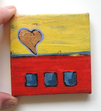 Custom Made Valentine's Day Abstract Heart Painting, Original Acrylic On A Mini Canvas