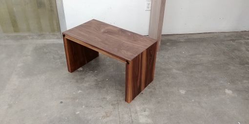 Custom Made Matched Walnut, Waterfall-Style Shoe Bench And Entry Hall Table