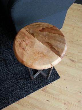 Custom Made Maple And Steel Accent Table Or Stool