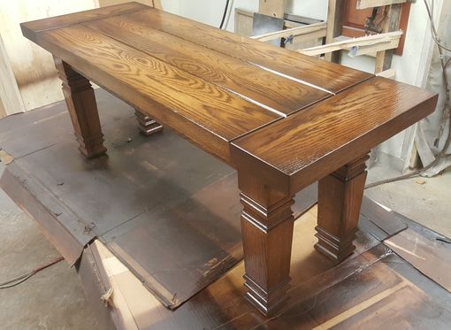 Custom Made Solid Oak Farmhouse Table And Bench