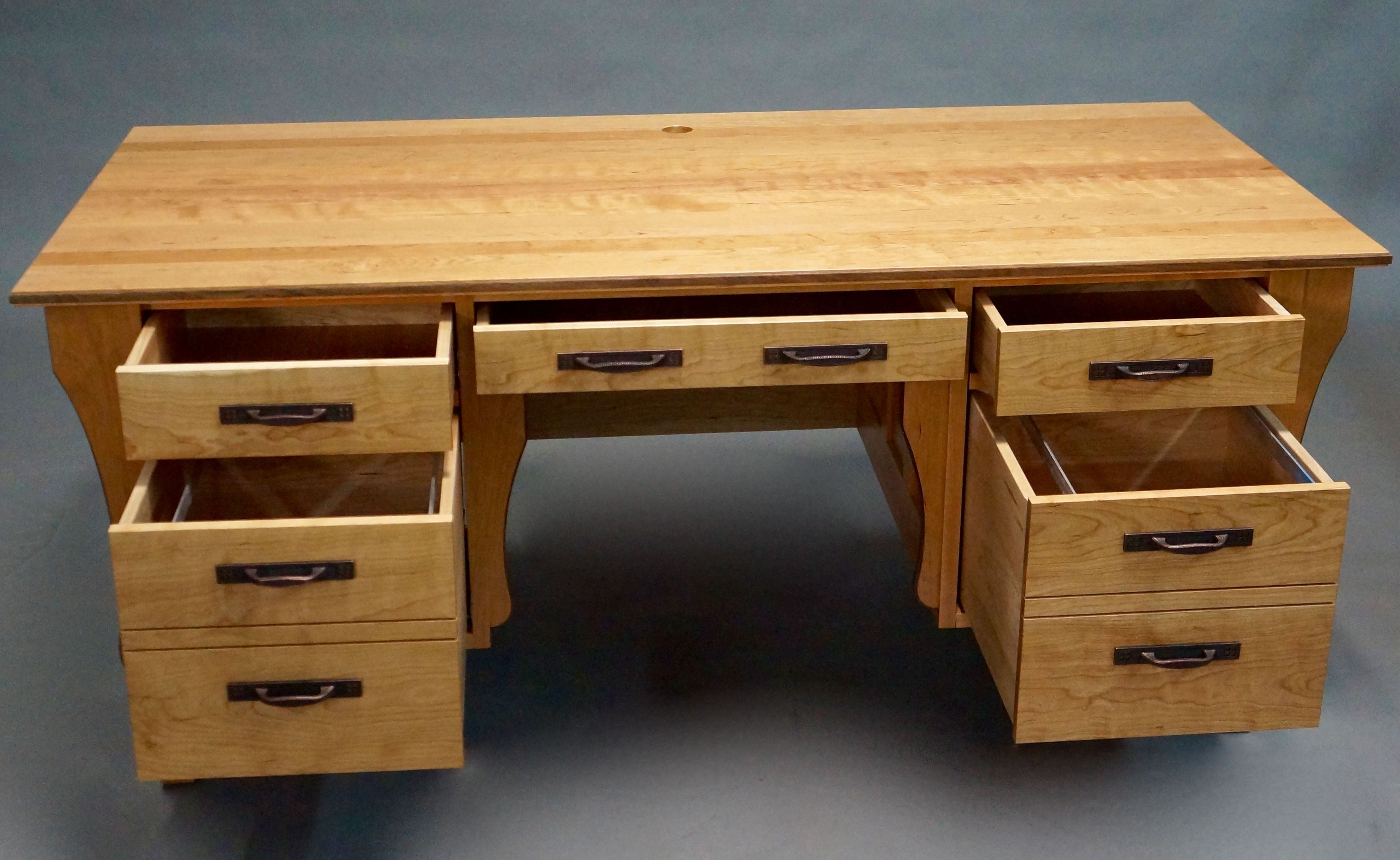 Hand Crafted Cherry-Mission Style Executive Desk by Gerspach