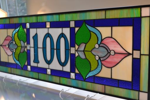 Custom Made Victorian Style Stained Glass Transom Window