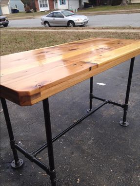 Custom Made Reclaimed Wood Steel Pipe Leg Table