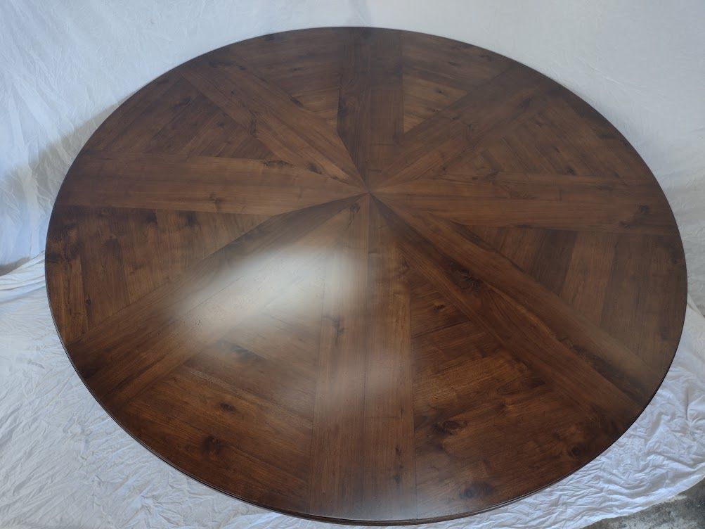 Hand Made 8' Diameter Round Walnut Dining Table by Renaissance Custom