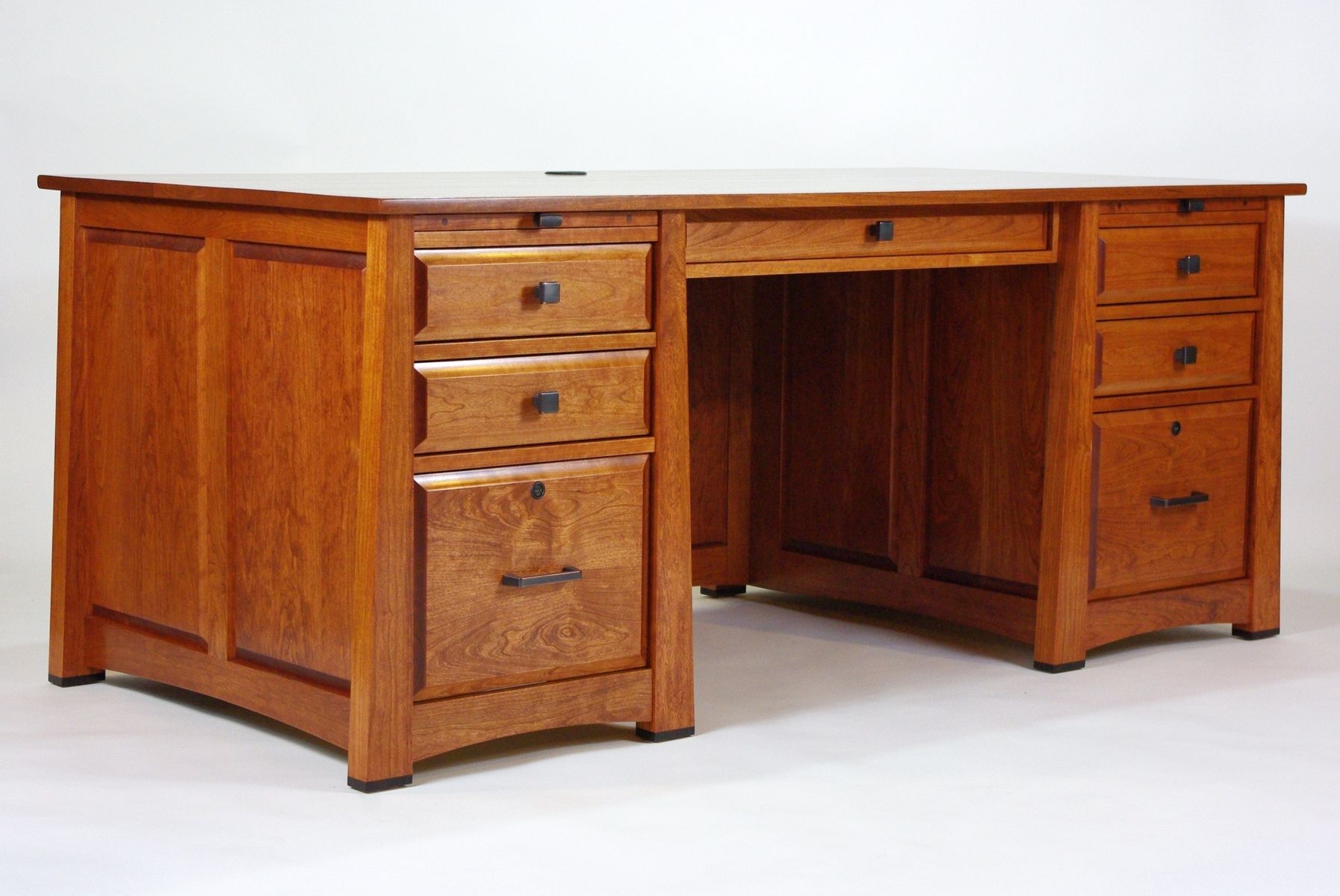 Hand Made Executive Desk In Cherry With Ebony Accents By Rugged