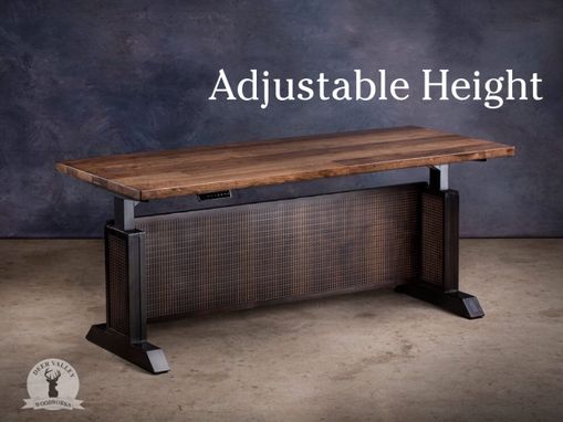 Custom Made Sit Stand Desk, Walnut Straight Desk, Solid Wood Desk, Straight Desk, Desk