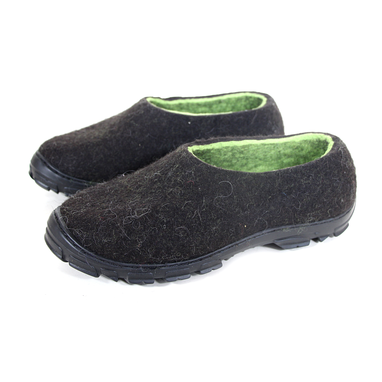 Custom Made Mens Felt Slippers Shoes Black Spring