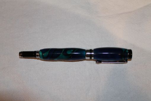 Custom Made Classic Fountain Pen - Acrylic Blue Swirl