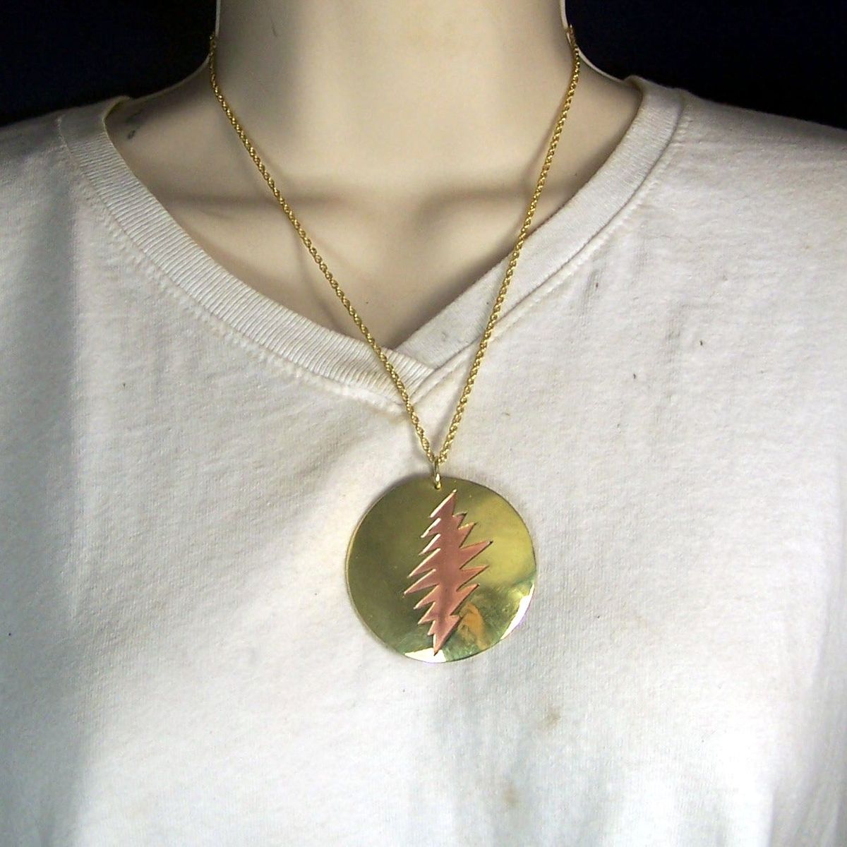 Hand Made Steal Your Face Necklace Pendant Grateful Dead Lightning Custom Made Steal Your Face Necklace Pendant Grateful Dead Lightning Bolt Syf Stealie