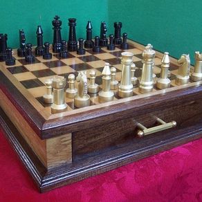 Custom Made Steel And Gold Chess Set by Matthew Weinberger Metalsmith