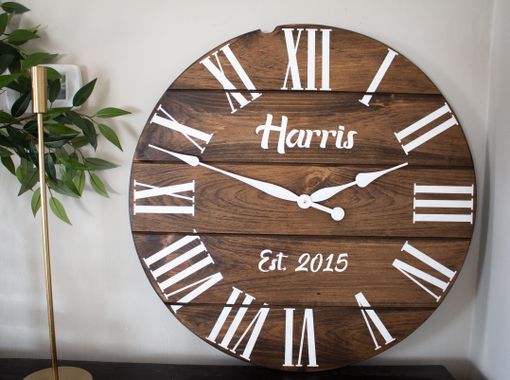 Custom Made Large Wall Clock, Brown W/ White Letters