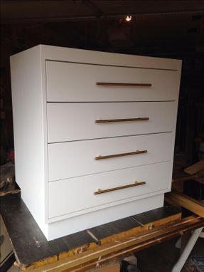 Custom Made Solid Maple Modern Vanity With Brass Pulls