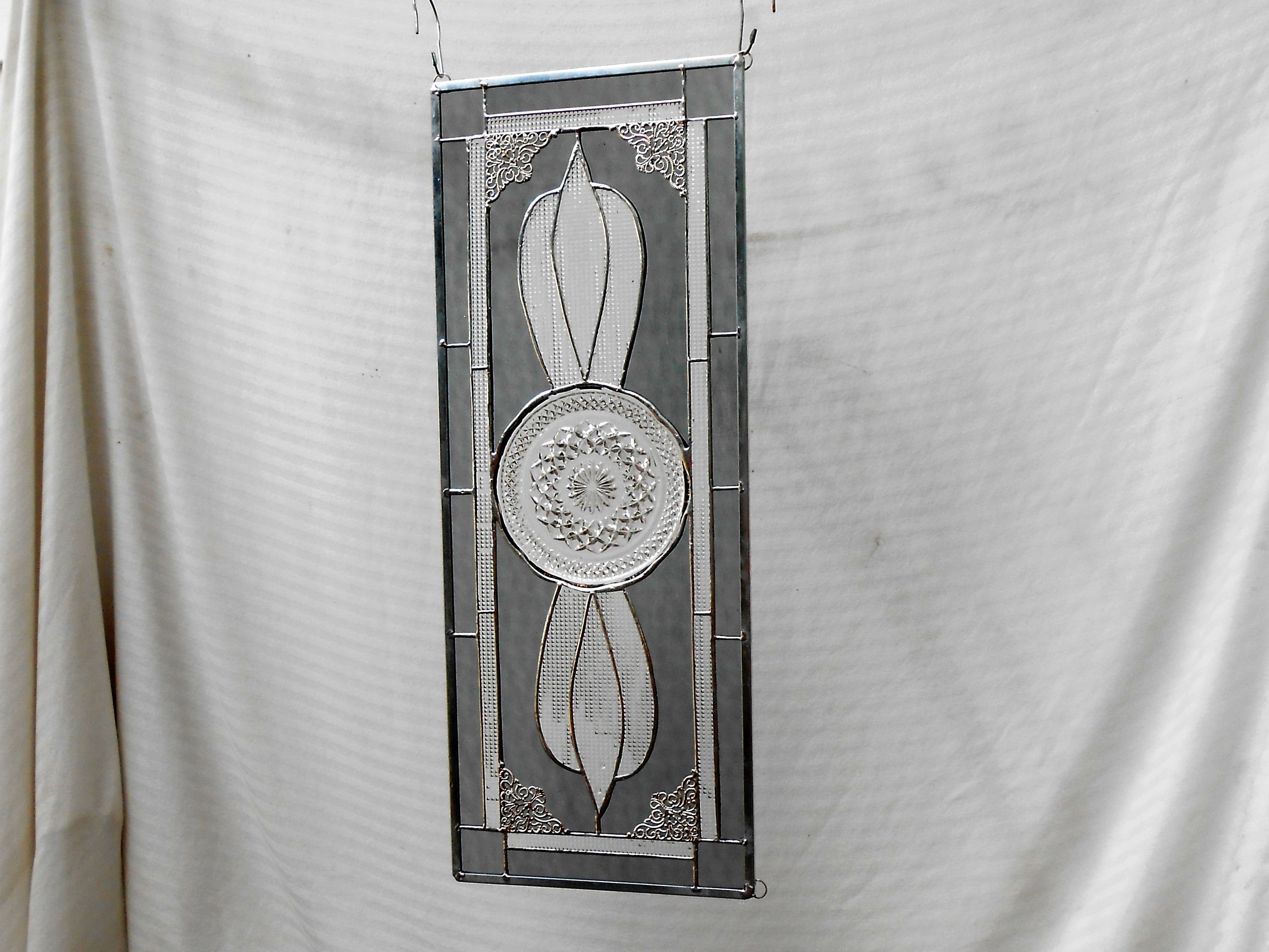 Buy Hand Made Stained Glass Transom Window, Vintage Window Transom W/ Antique Wexford Plate