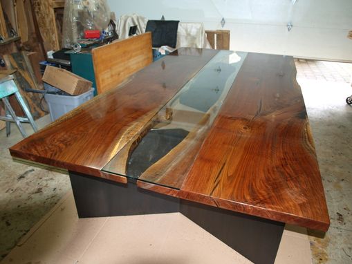 Custom Made Live /Edge Walnut Table With Glass