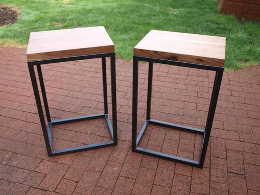 Custom Made Walnut & Steel End Tables