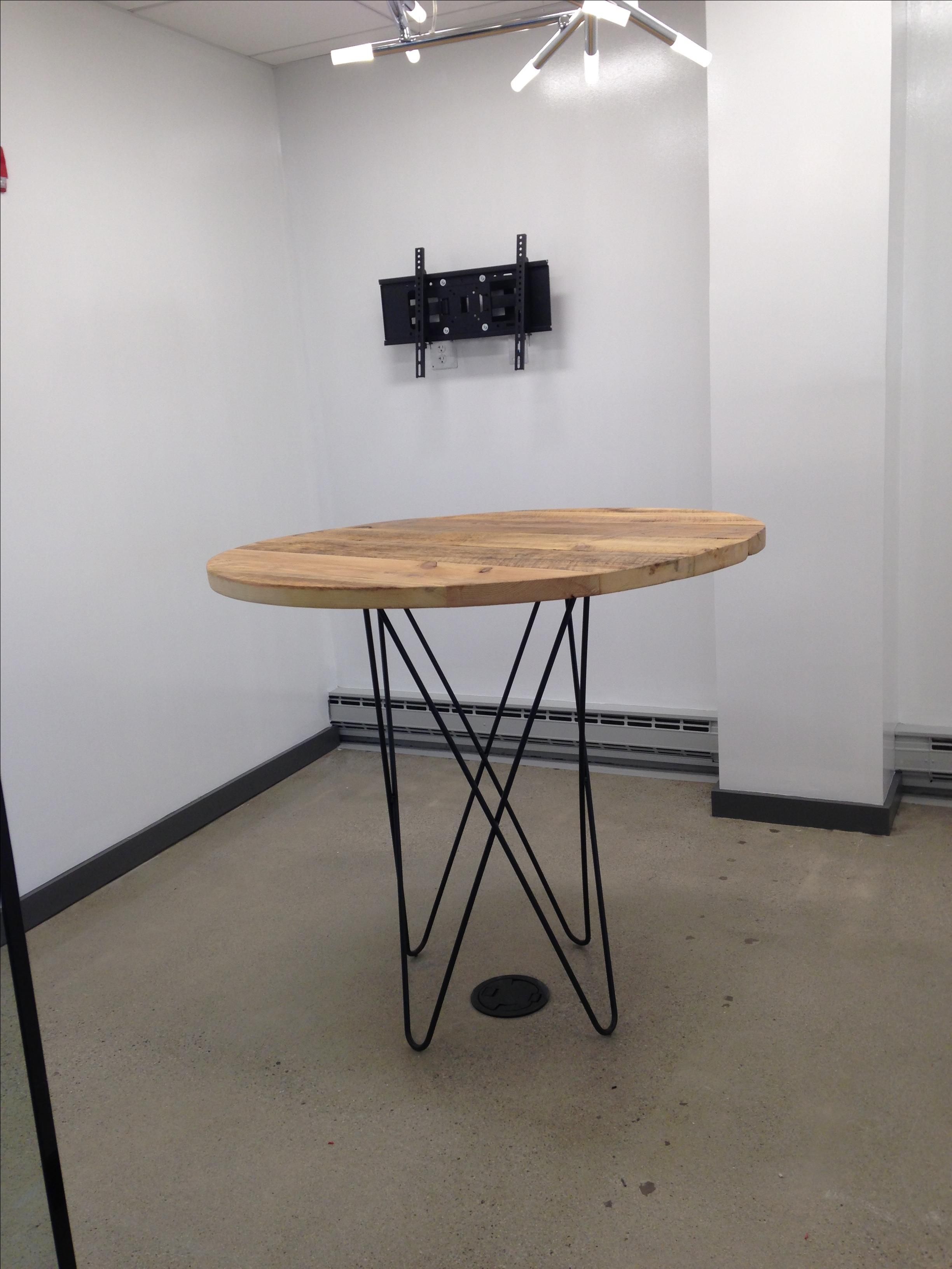 Hand Crafted Intertwined Hair Pin Tables With Reclaimed Wood Tops by