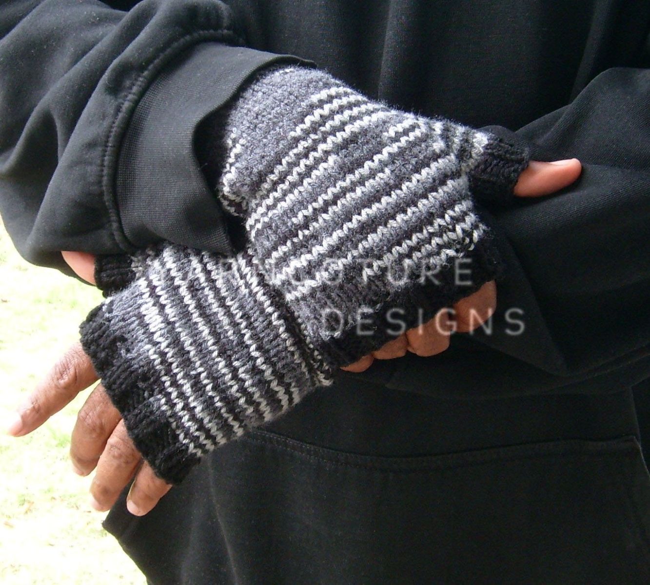 Hand Crafted Shades Of Gray Fingerless Gloves For Men By Y A R N C O T U R E 9610