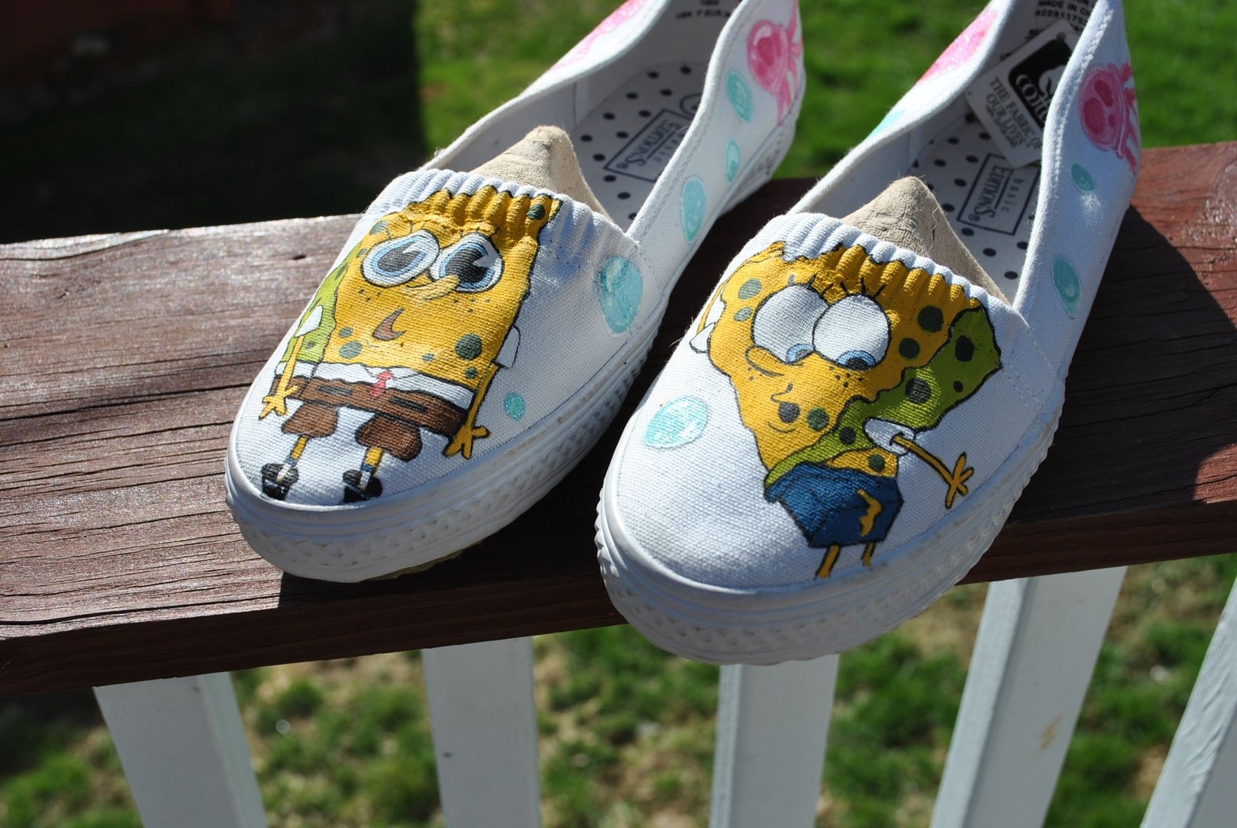 Hand Crafted Funny Sponge Bob Sneakers Size 7 - Sold by Annetastic ...