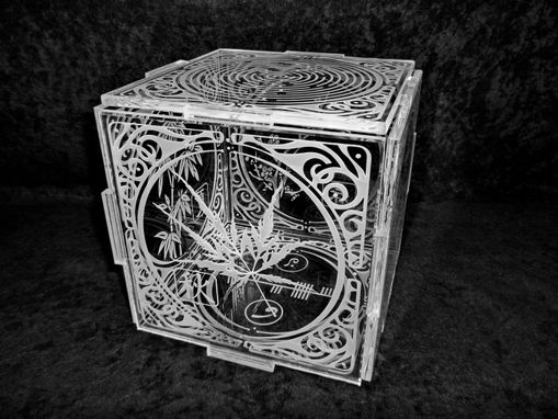 Custom Made Illuminated Crystal Artwork - 4 Seasons Crystal Cube