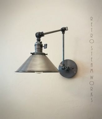 Custom Made Adjustable Swinging Wall Mount Modern Mid Century Lamp Gun Metal Brass Loft Sconce