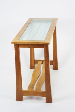 Custom Made Carved Glass Top Hall Table