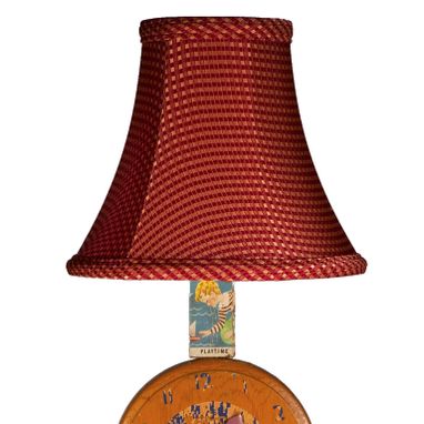 Custom Made Vintage Wood Nursery Clockface Lamp