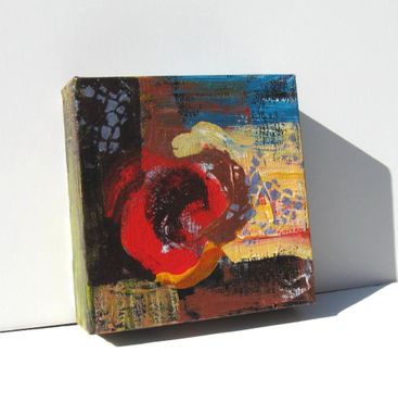 Custom Made Small Abstract Painting Modern Contemporary Artwork "Red Circle"