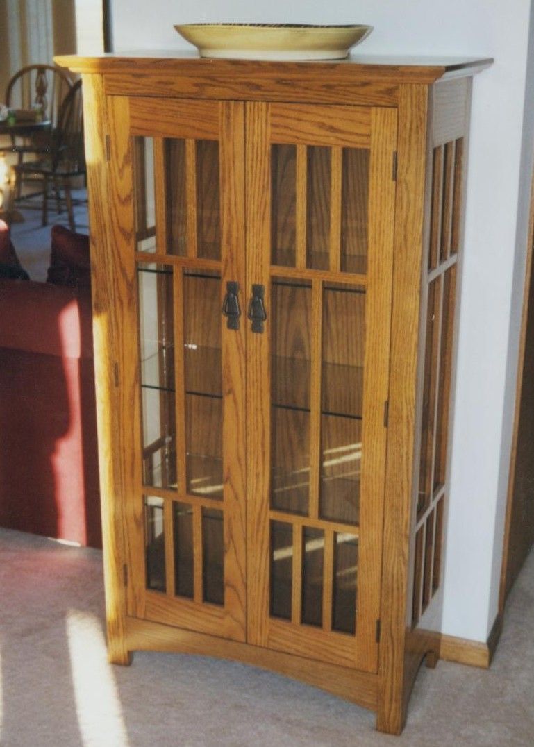 Hand Crafted Oak Glass-Front Hutch by Porch Light Custom 