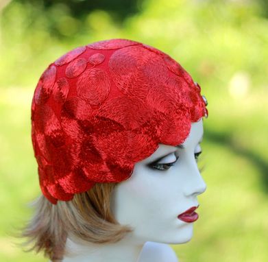 Custom Made 20'S Theme Party Cloche Hat In Red