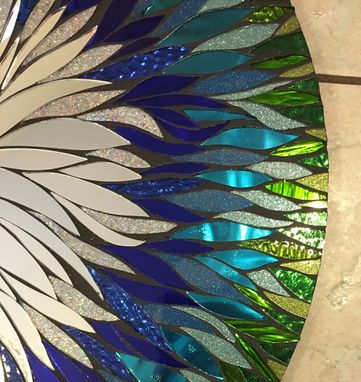 Custom Made 24 In. Any Color- 4 Week Lead Time Floral Handmade Glass Mosaic Mirror