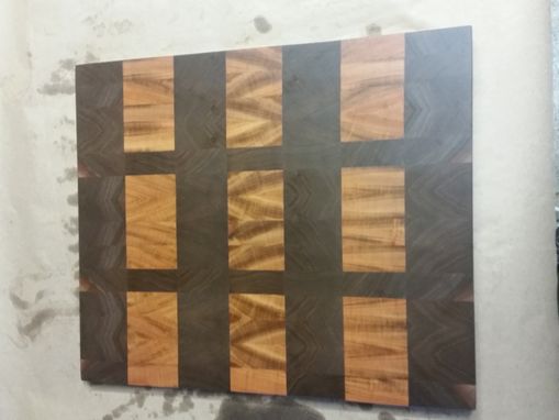 Custom Made Tiger Wood And Walnut End Grain Cutting Board