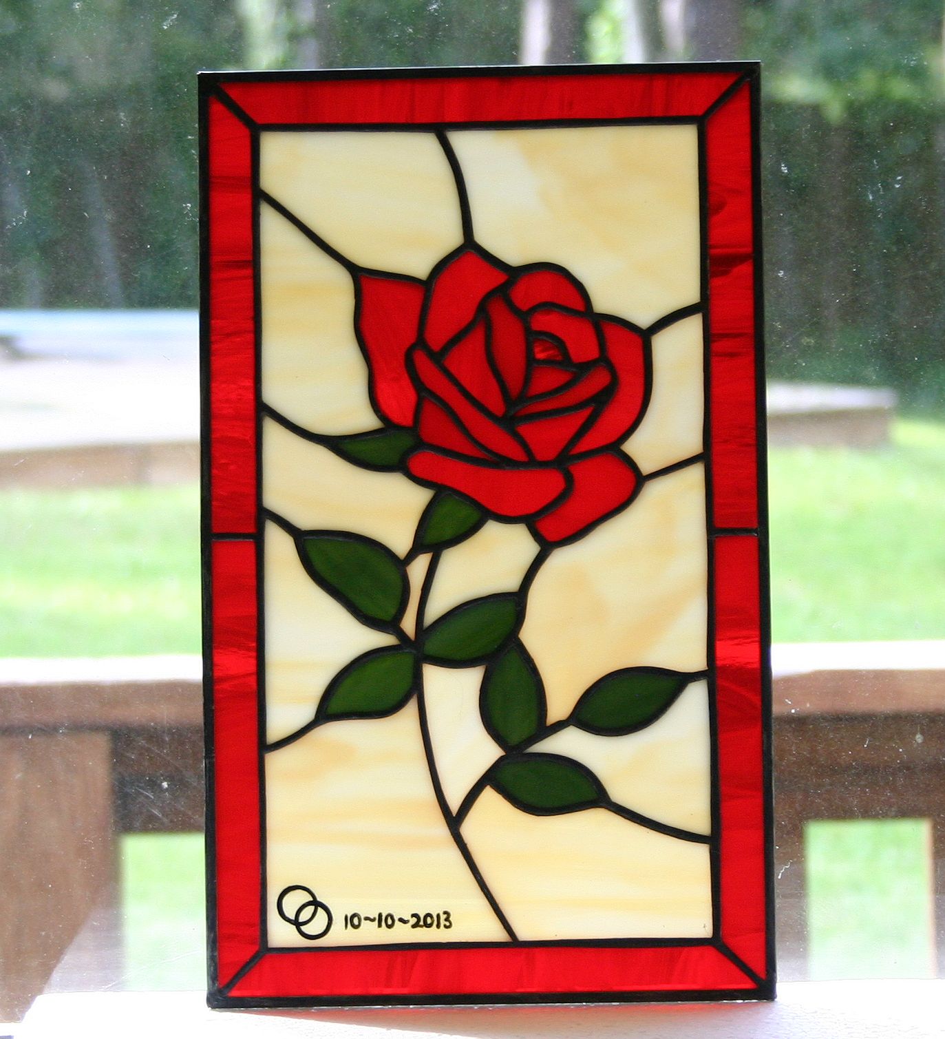 Hand Crafted Little Rose Stained Glass Panel By A Glass Menagerie Custommade Com