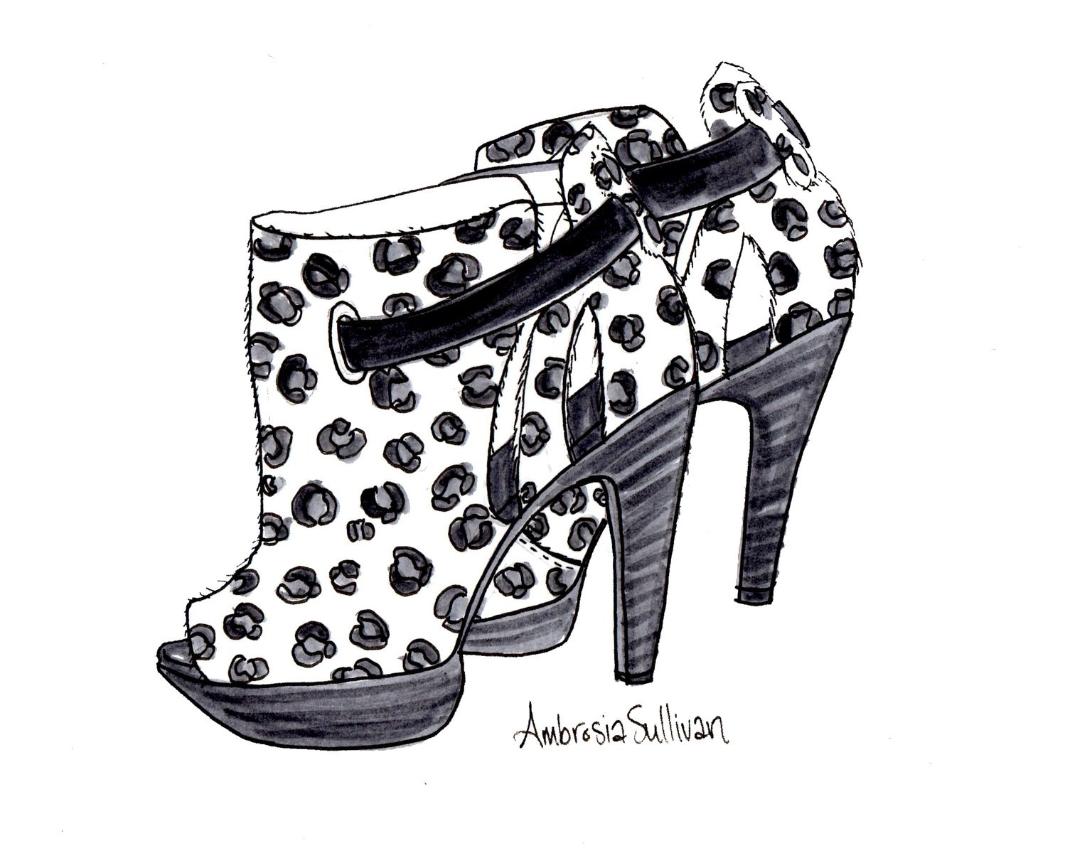 Custom Made Shoe Drawings/Illustrations by Ambrosia Sullivan Shoes