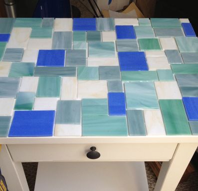 Custom Made Mosaic Geometric Pattern Side Table