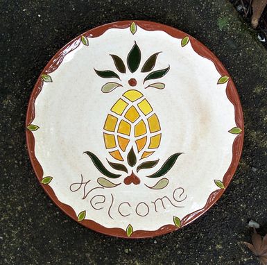 Custom Made Pennsylvania Dutch Redware Pineapple Plate