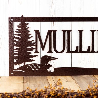 Custom Made Family Name Sign, Metal Sign Personalized Outdoor, Loon Wall Decor, Last Name Metal, Cabin Signs