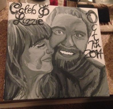 Custom Made Black And White Couple Portrait Painting
