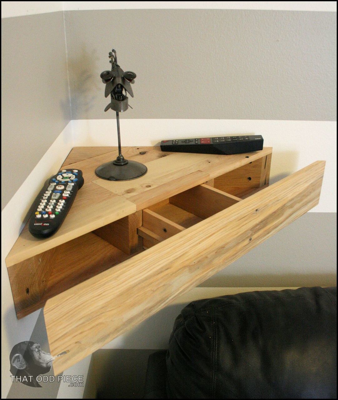 Buy a Custom Made Reclaimed Hardwood Corner Floating Shelf With Hidden