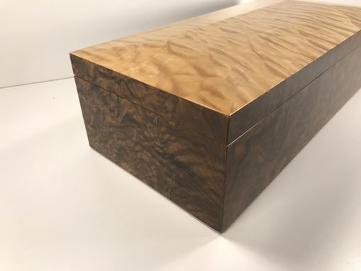 Custom Made Desk Top Humidor- Quilted Maple And Walnut Burl