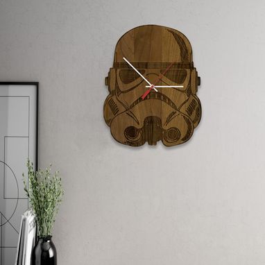 Custom Made Stormtrooper Laser-Cut Wooden Clock