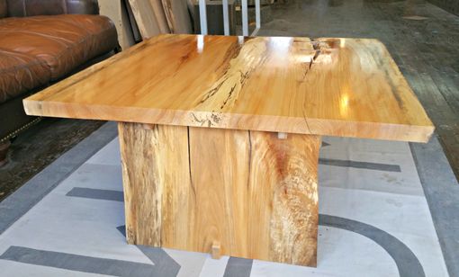 Custom Made Book Matched Sycamore And Curly Maple Coffee Table
