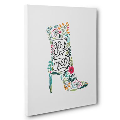 Custom Made Floral Girl In Heel Home Decor Canvas Wall Art