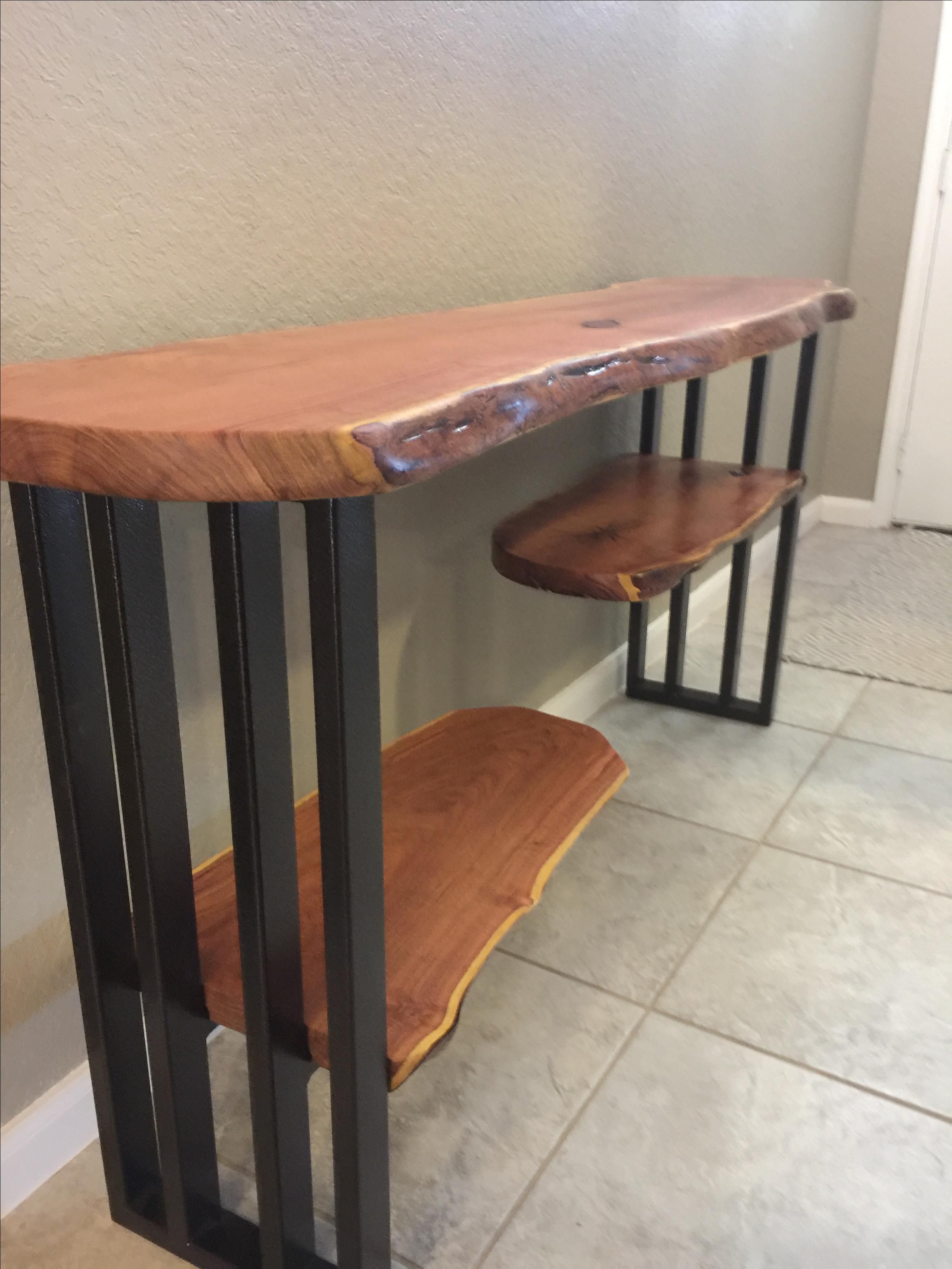 Live Edge Console Table, Walnut Entryway Table, With Metal Legs