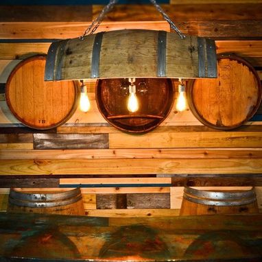 Custom Made Rustic Half Wine Barrel Light