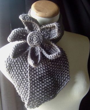 Custom Made Vintage Inspired Ascot Necktie - Lotus Flower Design In Charcoal Grey Wider Neck Design