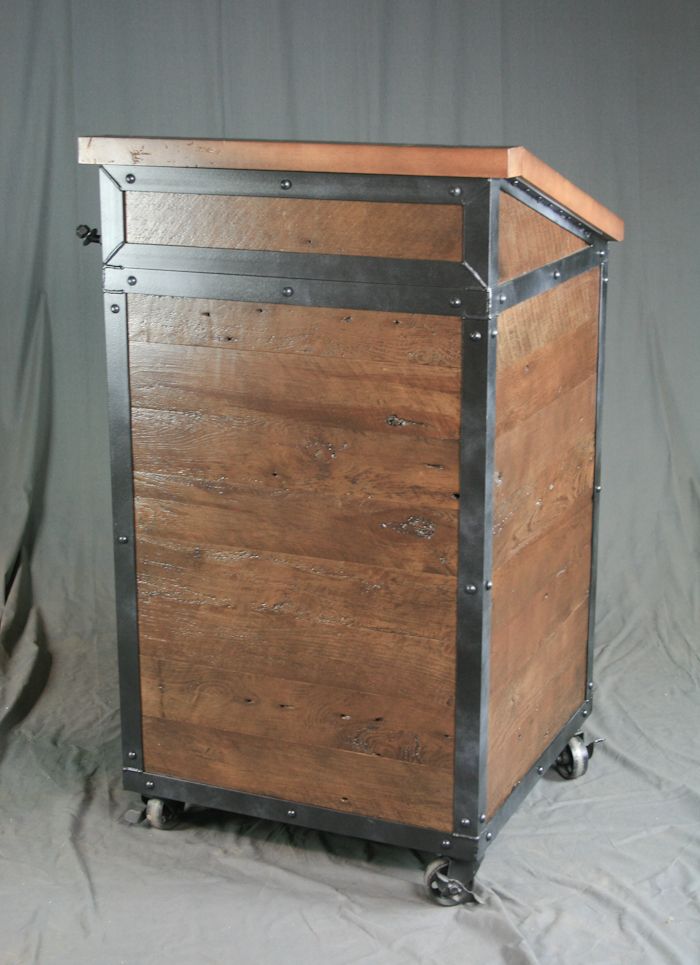 Buy Hand Made Reclaimed Wood Industrial Hostess Stand (Host), Rustic