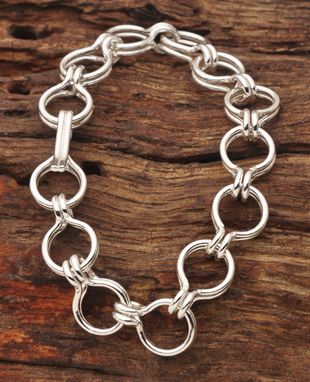 Custom Made Large Open Weave Loop In Loop Fine Silver Bracelet