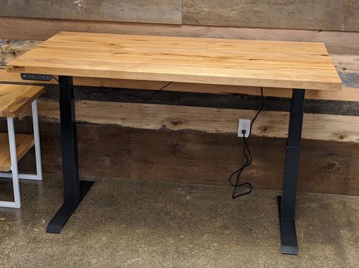 Custom Made Reclaimed Wood Adjustable Height Home Office Desk