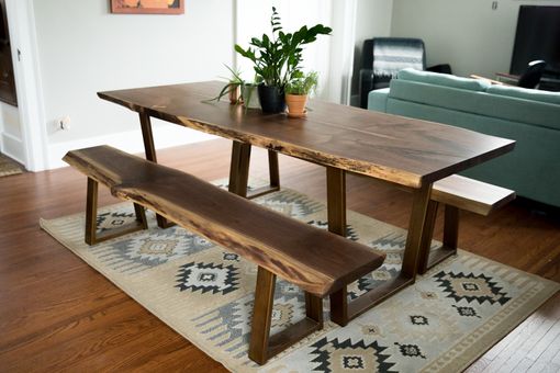 Custom Made "The Colorado" Black Walnut Live Edge Dining Table With Benches