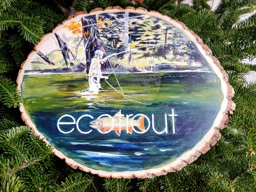 Custom Made Custom Painting On Rustic Live Edge Basswood Slice For Father's Day!